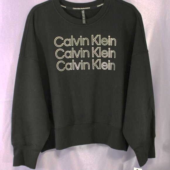 Calvin Klein Tops - Calvin Klein Performance Black Logo Sweatshirt Pullover NWT
